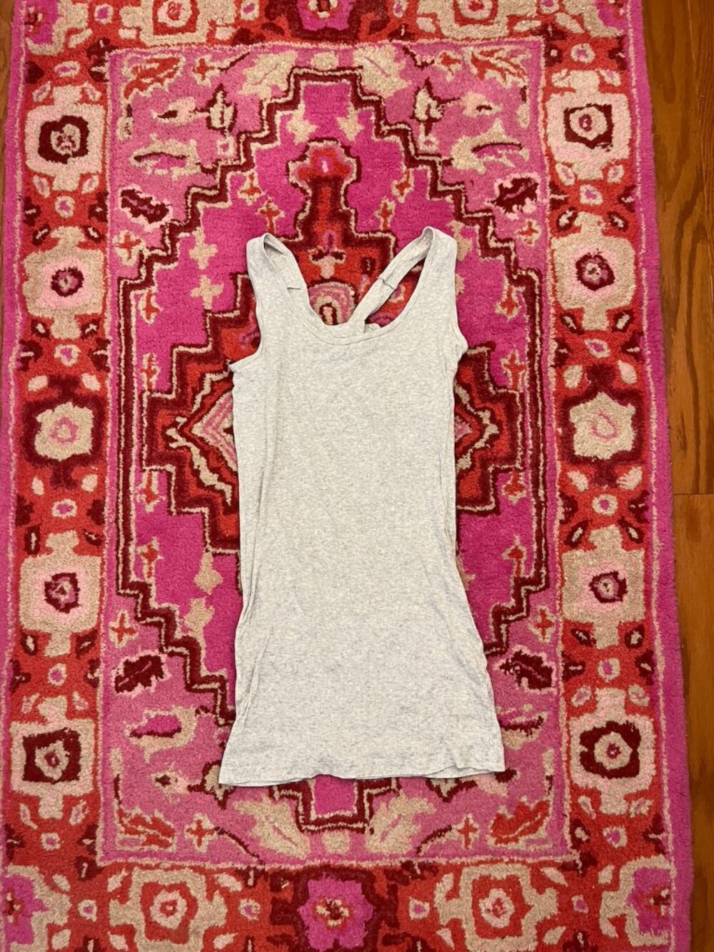 Light Gray Women's Heathered Racerback Long and Stretchy Tank Top